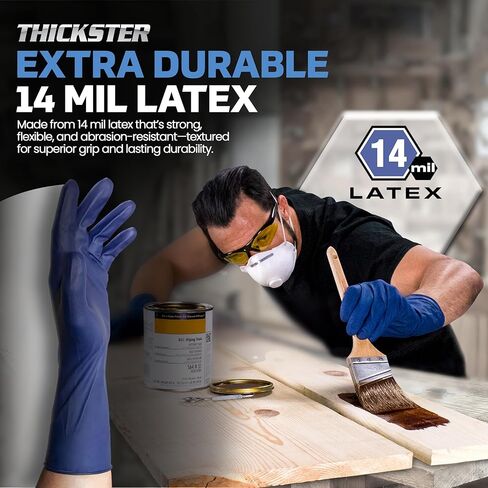 SAS Thickster Powder-Free Exam Grade Latex Disposable Gloves - 10 Boxes / 50 Ea. 500 Gloves Total. 14 Mil, 2XL, Blue. Fully Textured. 12" Length. Disposable Gloves. Puncture Resistant (6605-20) in Saudi Arabia