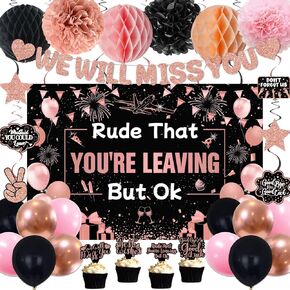Farewell Party Decorations Women, Rude That You're Leaving But OK Rose Gold, We Will Miss You Banner Party Decorations Coworker Going Away RetIrement Party Farewell Goodbye Job Change Party Decor Set in Saudi Arabia