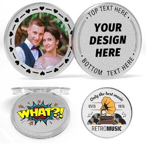 10Pcs Custom Metal Challenge Coin - Personalized Logo/Photo/Text, Double-Sided Printed Coin Commemorative Token for Military, Corporate Events, Sports & Wedding Anniversaries (Silver) in Saudi Arabia