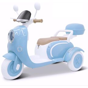 12V Ride on Motorcycle, 2 Seater Kids Electric Moped Scooter with Storage Box, Music, LED Light, Horn, 2x50W Motor, 60 mins Ride Time, Ride on Toys for Girls Boys Ages 3-6, Blue in Kuwait