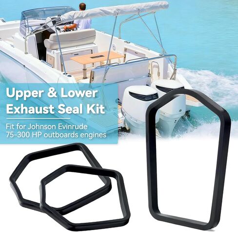 JERBOR 3Pcs Upper & Lower Exhaust Seal Kit Fit for Johnson Evinrude 75–300 HP Outboard Engines, Gearcase Exhaust Housing Seals Replace 320936 320961 in Saudi Arabia