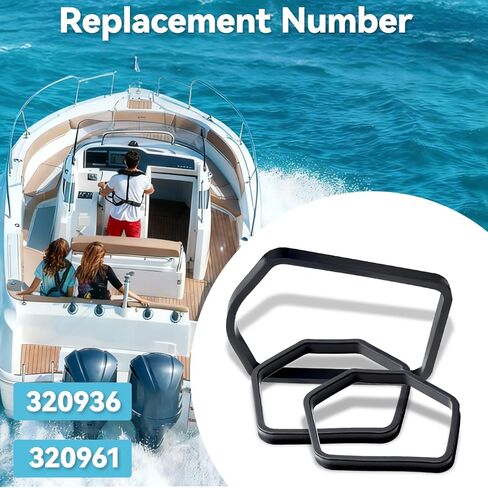 JERBOR 3Pcs Upper & Lower Exhaust Seal Kit Fit for Johnson Evinrude 75–300 HP Outboard Engines, Gearcase Exhaust Housing Seals Replace 320936 320961 in Saudi Arabia