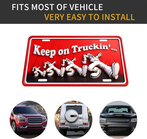 Keep on Truckin Front License Plate Aluminum Decorative License Plates Funny Metal Car Plate 6"X12" Novelty Vanity Tag Cover with 4 Holes Car Decor Accessory (DLCP251013049) in Saudi Arabia