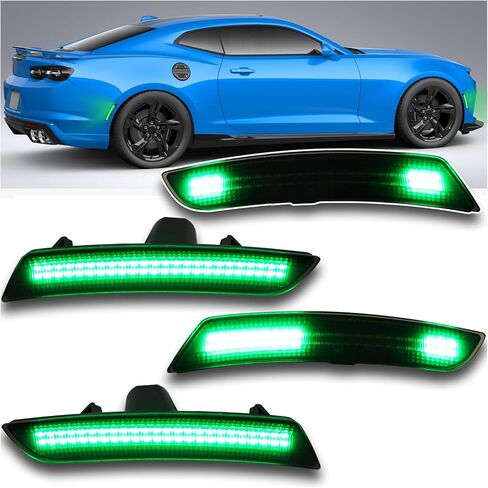 أضواء علامة جانبية LED مدخنة لسيارة تشيفي كامارو 2016-2023 - ضوء إشارات الانعطاف الديناميكي المتتابع | وردي/أرجواني أمامي وخلفي | مجموعة التوصيل والتشغيل المباشرة 4 قطع (وردي/أرجواني) in Kuwait