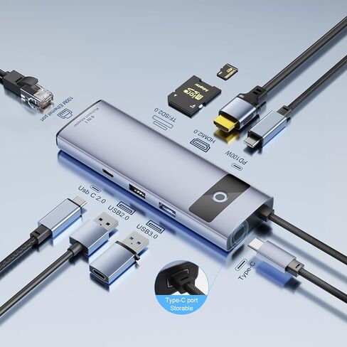 قاعدة حامل بخار 6 في 1 - HDMI 2.0، 4K@60 هرتز، إيثرنت، منفذ USB-C للشحن السريع 100 وات، ملحقات سطح البخار USB 3.0، محطة حامل سطح البخار لسطح البخار الصمام، ASUS ROG Ally، iPhone 15 in Kuwait