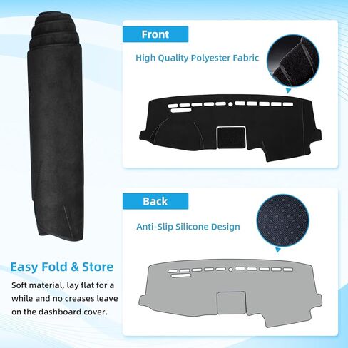 حصيرة غطاء لوحة القيادة لسيارة Ford F150 2015 2016 2017 2018 2019 2020 بوليستر مخصص مناسب لسيارة Ford F-150 F 150 Dash Cover (F150 2015-2020، أسود) in Kuwait