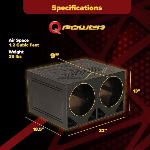 Qpower QBomb QBOMB10HP صندوق مضخم صوت مزدوج 10 بوصة مزود بفتحات تهوية مع بخاخ Bedliner in Kuwait