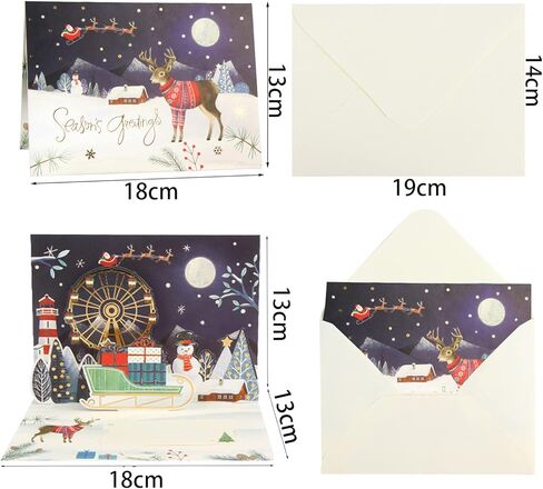 LOKIPA 3D Pop Up Christmas Cards, 4PCS Christmas Greeting Cards with Envelopes for Xmas, Holiday, New Year, Xmas Gift in Saudi Arabia