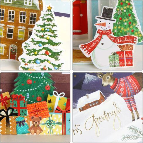 LOKIPA 3D Pop Up Christmas Cards, 4PCS Christmas Greeting Cards with Envelopes for Xmas, Holiday, New Year, Xmas Gift in Saudi Arabia