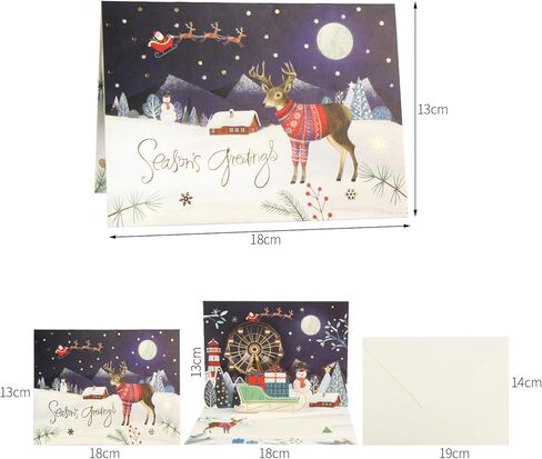 LOKIPA 3D Pop Up Christmas Cards, 4PCS Christmas Greeting Cards with Envelopes for Xmas, Holiday, New Year, Xmas Gift in Saudi Arabia