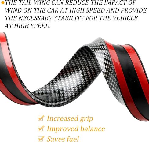 Car Rear Spoiler Roof Lip Kit, 3D Carbon Fiber Rubber Trunk Spoiler Trim Strip Sticker Bar, Punch-Free Installation Automotive Exterior Decorations, Universal for Vehicles (Carbon Fiber Black) in Saudi Arabia