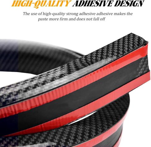 Car Rear Spoiler Roof Lip Kit, 3D Carbon Fiber Rubber Trunk Spoiler Trim Strip Sticker Bar, Punch-Free Installation Automotive Exterior Decorations, Universal for Vehicles (Carbon Fiber Black) in Saudi Arabia