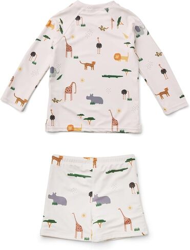 Toddler Boys Two Piece Swimsuit Rash Guard Set Long Sleeve Swim Shirt Swim Trunks& Shorts Bathing Suit in Saudi Arabia