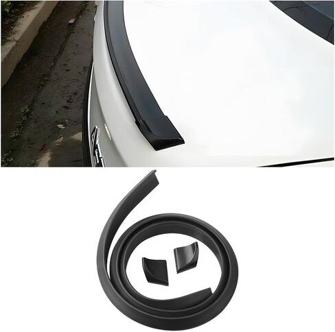 Car Rear Spoiler Roof Lip Kit, 3D Carbon Fiber Rubber Trunk Spoiler Trim Strip Sticker Bar, Punch-Free Installation Automotive Exterior Decorations, Universal for Vehicles (Carbon Fiber Black) in Saudi Arabia