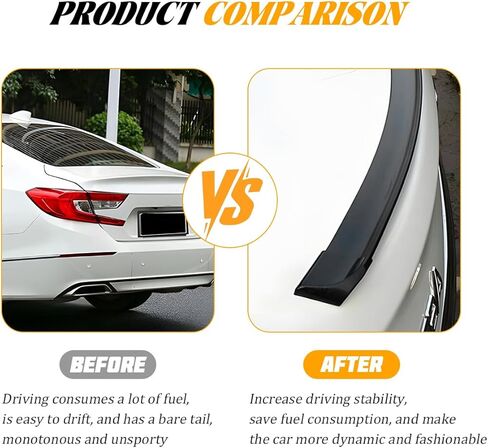 Car Rear Spoiler Roof Lip Kit, 3D Carbon Fiber Rubber Trunk Spoiler Trim Strip Sticker Bar, Punch-Free Installation Automotive Exterior Decorations, Universal for Vehicles (Carbon Fiber Black) in Saudi Arabia