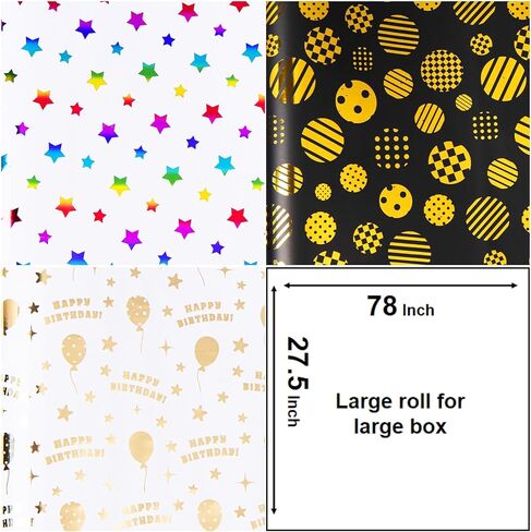 Linnoptimix Christmas Wrapping Paper Rolls -White Red Green Wrapping paper 3 LARGE ROLL-27inch*78 inch per roll Colorful (Christmas White/Red/Green（006）) in Kuwait