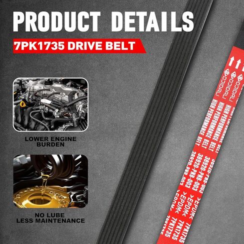 7PK1735 Serpentine Drive Belt Compatible with Honda CRV 2002-2006 2.4L Dodge Ram 1500 2004-2006 8.3L Viper 2003-2006 8.3L Replacement for 38920PNB003 31110RLF003 7PK1730 K070683 in Saudi Arabia
