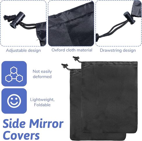 2Pcs Side Mirror Covers, Side View Mirror Cover Auto Rearview Protection Cover Waterproof Car Sides Mirrors Protection Snow Ice Bird Droppings Mirrors Auto Exterior Rear Accessories with Drawstrings in Saudi Arabia