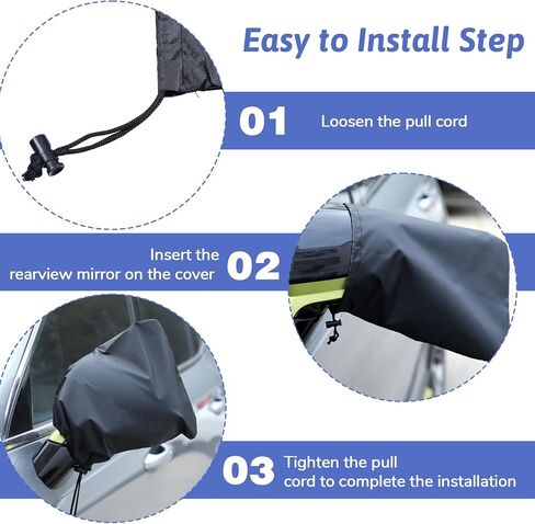 2Pcs Side Mirror Covers, Side View Mirror Cover Auto Rearview Protection Cover Waterproof Car Sides Mirrors Protection Snow Ice Bird Droppings Mirrors Auto Exterior Rear Accessories with Drawstrings in Saudi Arabia