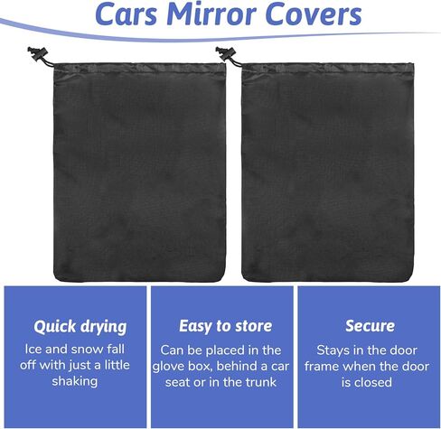 2Pcs Side Mirror Covers, Side View Mirror Cover Auto Rearview Protection Cover Waterproof Car Sides Mirrors Protection Snow Ice Bird Droppings Mirrors Auto Exterior Rear Accessories with Drawstrings in Saudi Arabia