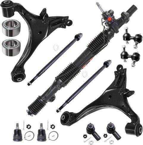 Detroit Axle - Front Rack and Pinion Kit for 2001-2005 Honda Civic Acura EL, Lower Control Arms Sway Bars Power Steering Rack and Pinion Ball Joints Tie Rods Wheel Bearings 2002 2003 2004 Replacement in Saudi Arabia