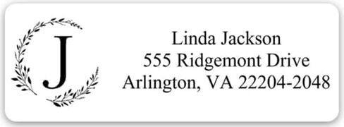 Return Address Labels Personalized Wreath Monogram Mailing Labels for Envelopes, Self-Adhesive Flat Sheet Rectangle Personalized Name Stickers Made in The USA (Set of 60) in Saudi Arabia
