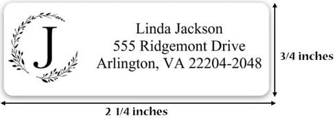 Return Address Labels Personalized Wreath Monogram Mailing Labels for Envelopes, Self-Adhesive Flat Sheet Rectangle Personalized Name Stickers Made in The USA (Set of 60) in Saudi Arabia