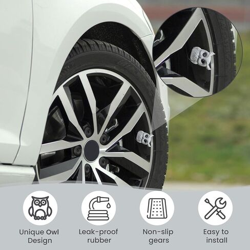 Little Owl Tire Valve Stem Caps – Cute Wheel Decor – Set of 4 – Fits Standard Schrader Valve Stems in Saudi Arabia