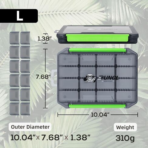 RUNCL Small Fishing Tackle Box, 3500 3600 Size Double Buckle Open Tackle Trays, Plastic Storage Parts Box with Removable Dividers for Saltwater, Freshwater, Fly Fishing, 1/2/4 Pack in Kuwait