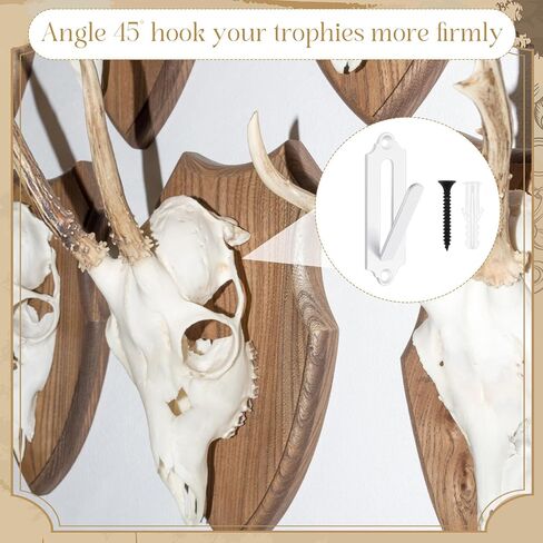 شماعة جمجمة أوروبية معدنية على شكل جمجمة أوروبية لصيد الغزلان جمجمة جبل قرن الوعل جمجمة عاهرة للغزلان الظباء الصغيرة لعبة حيوانات الغزلان دعامة شماعات كاملة مع مسامير، أسود in Kuwait