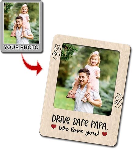 Drive Safe Papa Car Visor Photo Frame Gift from Daughter Son We Love You Picture Holder for Dad Grandpa Custom Keepsake for Father’s Day Birthday Rearview Mirror Decor Accessory for Him in Saudi Arabia