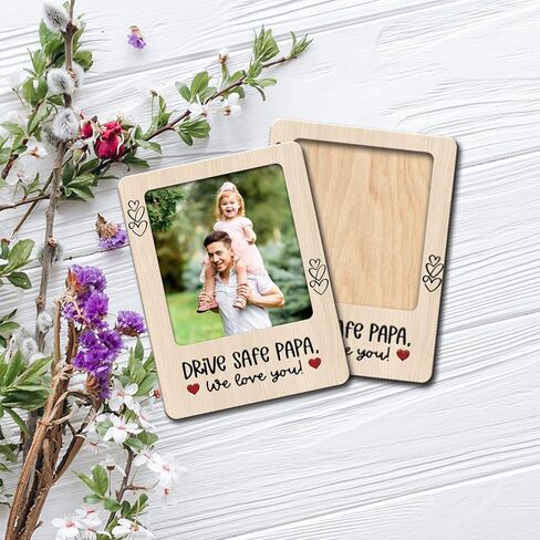 Drive Safe Papa Car Visor Photo Frame Gift from Daughter Son We Love You Picture Holder for Dad Grandpa Custom Keepsake for Father’s Day Birthday Rearview Mirror Decor Accessory for Him in Saudi Arabia