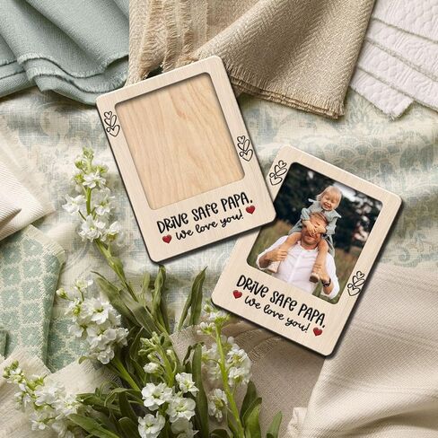 Drive Safe Papa Car Visor Photo Frame Gift from Daughter Son We Love You Picture Holder for Dad Grandpa Custom Keepsake for Father’s Day Birthday Rearview Mirror Decor Accessory for Him in Saudi Arabia