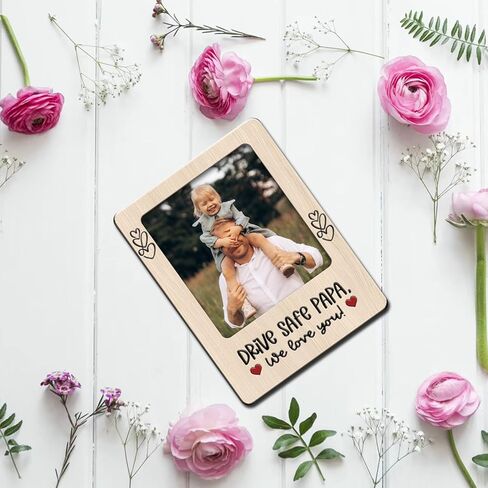 Drive Safe Papa Car Visor Photo Frame Gift from Daughter Son We Love You Picture Holder for Dad Grandpa Custom Keepsake for Father’s Day Birthday Rearview Mirror Decor Accessory for Him in Saudi Arabia