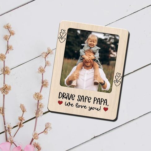 Drive Safe Papa Car Visor Photo Frame Gift from Daughter Son We Love You Picture Holder for Dad Grandpa Custom Keepsake for Father’s Day Birthday Rearview Mirror Decor Accessory for Him in Saudi Arabia