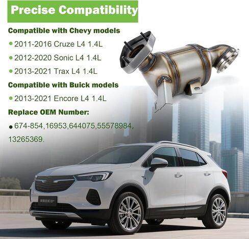 محول حفاز أمامي مع مجموعة حشية متوافقة مع Chevy Cruze 2011-2016، Sonic 2012-2020، Trax 2013-2021، Buick Encore 2013-2021 1.4L استبدال# 674-854 16953 - متوافق مع وكالة حماية البيئة in Kuwait
