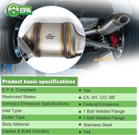 محول حفاز أمامي مع مجموعة حشية متوافقة مع Chevy Cruze 2011-2016، Sonic 2012-2020، Trax 2013-2021، Buick Encore 2013-2021 1.4L استبدال# 674-854 16953 - متوافق مع وكالة حماية البيئة in Kuwait