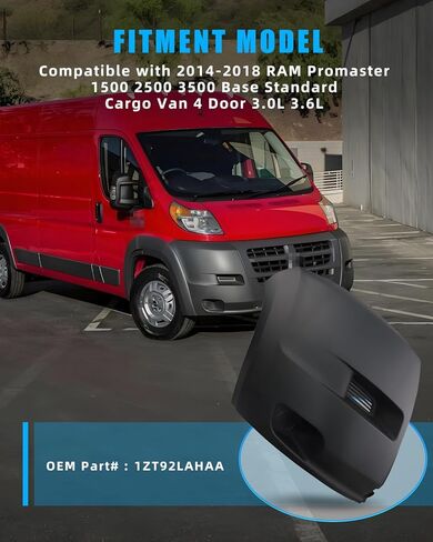 Front Right Passenger Bumper Corner Cover Side End Cap with Flare Molding Trim (No Fog Light) for 2014-2018 RAM Promaster 1500/2500/3500 (3.0L I4, 3.6L V6) Cargo Van 4 Door, Replace 1ZT91LAHAA in Saudi Arabia
