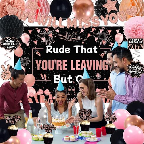 Farewell Party Decorations Women, Rude That You're Leaving But OK Rose Gold, We Will Miss You Banner Party Decorations Coworker Going Away RetIrement Party Farewell Goodbye Job Change Party Decor Set in Saudi Arabia
