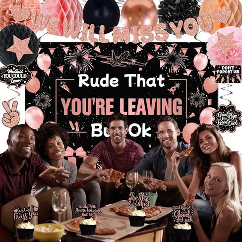 Farewell Party Decorations Women, Rude That You're Leaving But OK Rose Gold, We Will Miss You Banner Party Decorations Coworker Going Away RetIrement Party Farewell Goodbye Job Change Party Decor Set in Saudi Arabia