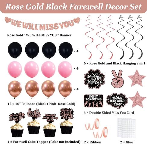 Farewell Party Decorations Women, Rude That You're Leaving But OK Rose Gold, We Will Miss You Banner Party Decorations Coworker Going Away RetIrement Party Farewell Goodbye Job Change Party Decor Set in Saudi Arabia