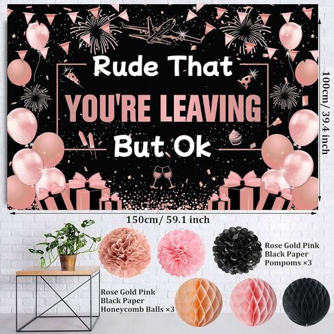 Farewell Party Decorations Women, Rude That You're Leaving But OK Rose Gold, We Will Miss You Banner Party Decorations Coworker Going Away RetIrement Party Farewell Goodbye Job Change Party Decor Set in Saudi Arabia