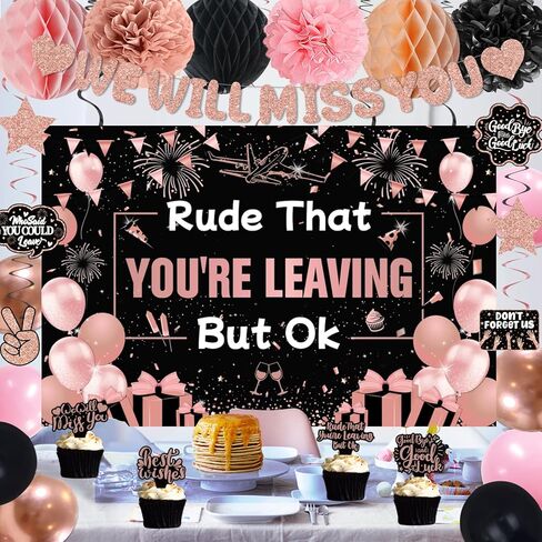 Farewell Party Decorations Women, Rude That You're Leaving But OK Rose Gold, We Will Miss You Banner Party Decorations Coworker Going Away RetIrement Party Farewell Goodbye Job Change Party Decor Set in Saudi Arabia