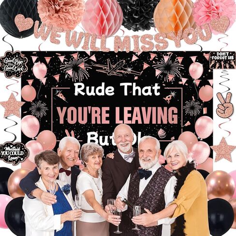 Farewell Party Decorations Women, Rude That You're Leaving But OK Rose Gold, We Will Miss You Banner Party Decorations Coworker Going Away RetIrement Party Farewell Goodbye Job Change Party Decor Set in Saudi Arabia