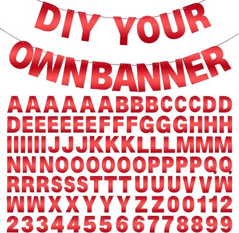مجموعة لافتة DIY مع حروف حمراء ساطعة، لافتات عيد ميلاد قابلة للتخصيص، لافتة التخرج، لافتات معلقة مخصصة لحفلات التخرج وحفلات الزفاف وديكور حمام الطفل (أحمر فاتح) in Kuwait
