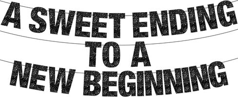 KatchOn, Glitter A Sweet Ending to a New Beginning Banner - Large 10 Feet, Pre - Strung | Black New Year Banner for New Years Decorations 2026 | New Years Eve Party Supplies 2026 | NYE Decorations 2026 in Saudi Arabia