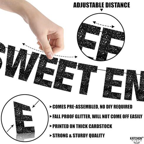 KatchOn, Glitter A Sweet Ending to a New Beginning Banner - Large 10 Feet, Pre - Strung | Black New Year Banner for New Years Decorations 2026 | New Years Eve Party Supplies 2026 | NYE Decorations 2026 in Saudi Arabia