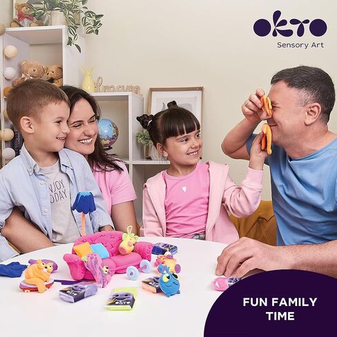 طين Okto Air Dry للأطفال - مجموعة طين رغوي مكونة من 24 لونًا - غير لزج، يجف خلال 24 ساعة تقريبًا - أدوات النحت والنظارات الممتعة وحقائب التخزين ودليل الصور - مجموعة الحرف الحسية in Kuwait