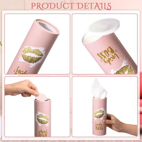 Yinder 4 Pcs Car Tissues Boxes Travel Cylinder Tissue Refill 7 x 2.6 Inch Large Capacity Car Tissues Cylinder Holder Hawaiian Floral Animal Round Tissue Box(Boss Lady Style) in Saudi Arabia