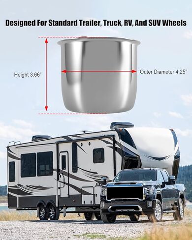 4.25 Inch Sliver Wheel Center Caps Compatible with Trailer Truck RV SUV Wheel Rims, 4Pcs Steel Chrome Push Through Trailer Center Caps, 4.29 Inch Height in Saudi Arabia
